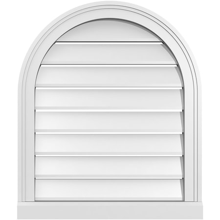 Ekena Millwork Round Top Surface Mount PVC Gable Vent: Functional, w/ 2"W x 2"P Brickmould Sill Frame, 22"W x 26"H GVPRT22X2603SF